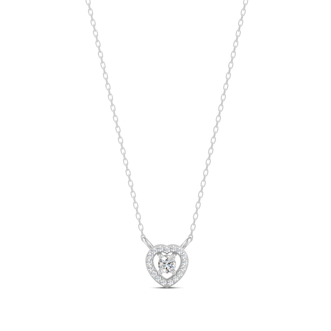 0.17 Ct Round Cut Moissanite Women's Heart Necklace Pendant 14K Gold Plated
