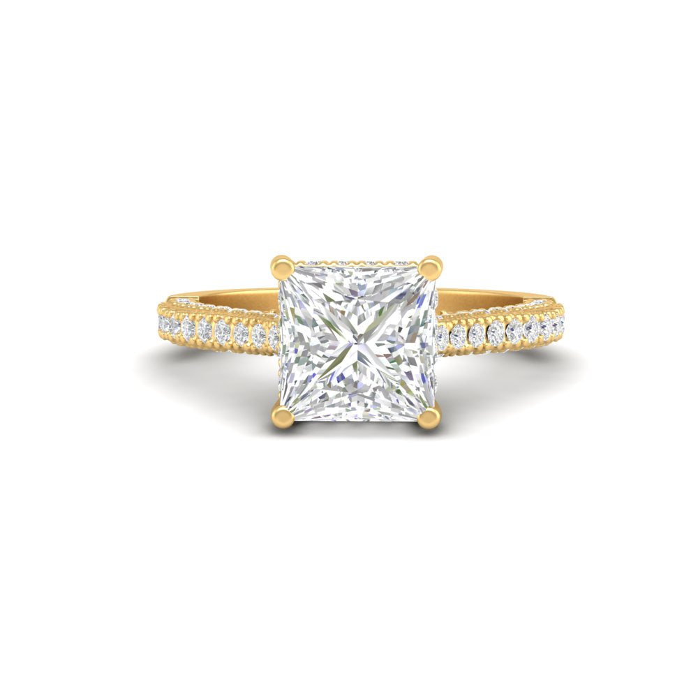 2.50Ct Princess Cut Moissanite Women Engagement Ring 14K White Gold Plated