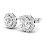 Load image into Gallery viewer, 3Ct Round Cut Moissanite Halo Stud Earrings 14K Gold Plated Push Back
