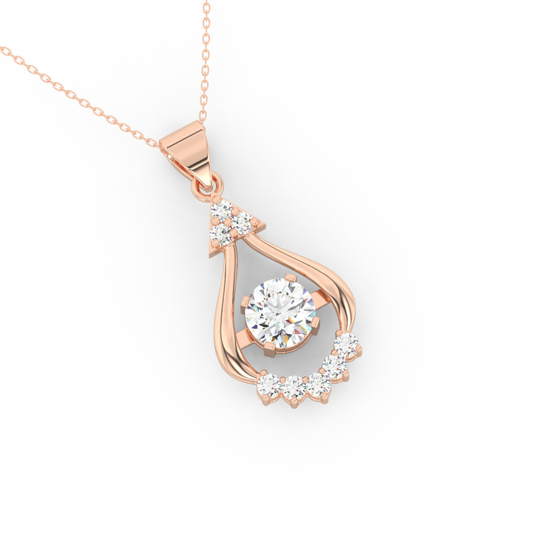 2Ct Round Cut Moissanite Teardrop Pendant in 14K Rose Gold