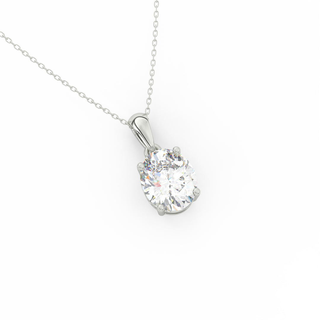 Oval Cut Moissanite Solitaire Pendant in 14K Yellow Gold