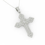 Load image into Gallery viewer, 2Ct Round Cut Moissanite Men’s Cross Pendant in 14K White Gold
