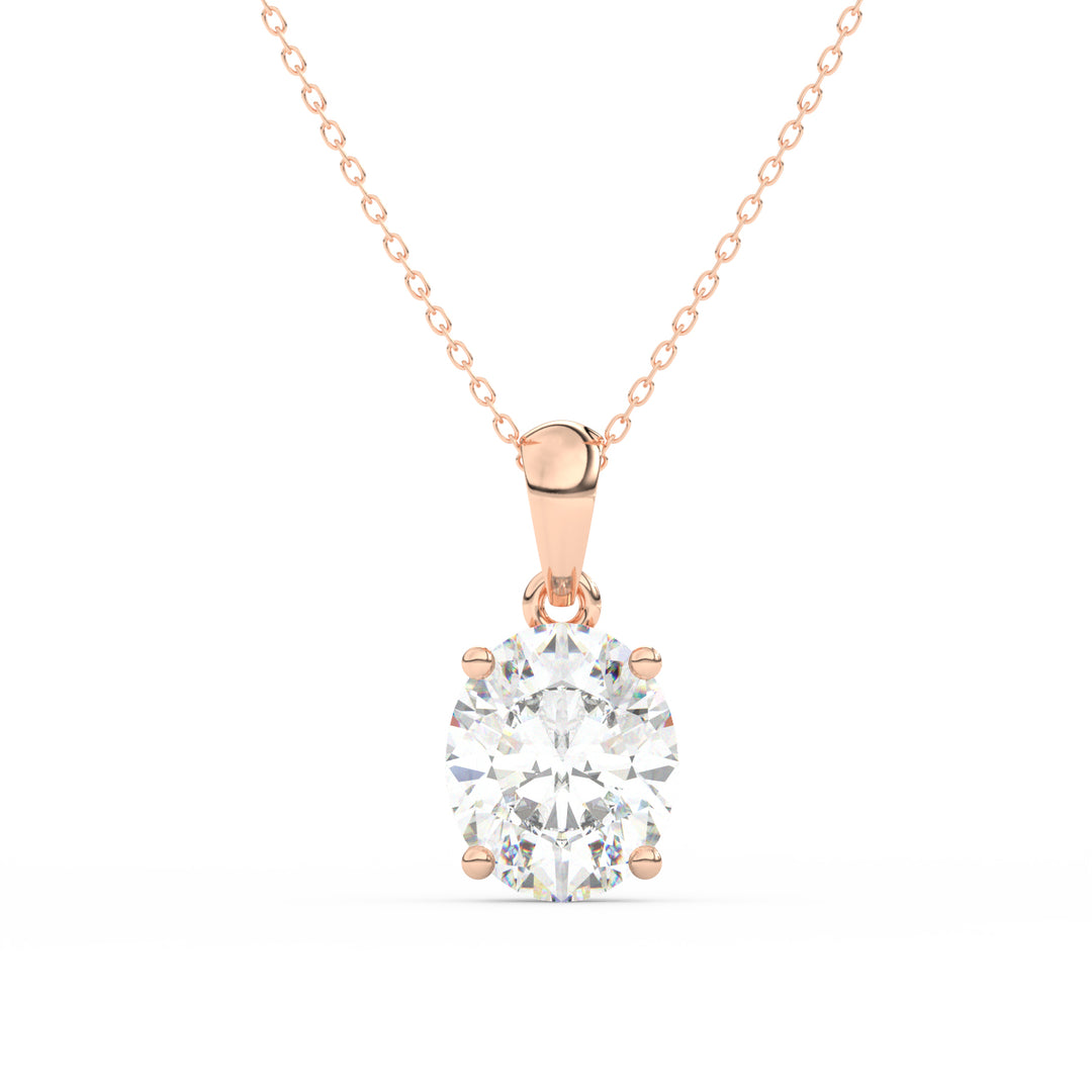 Oval Cut Moissanite Solitaire Pendant in 14K Yellow Gold