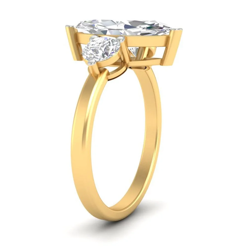 2Ct Marquise Cut Moissanite Women's Engagement Ring 14K Yellow Gold Plated