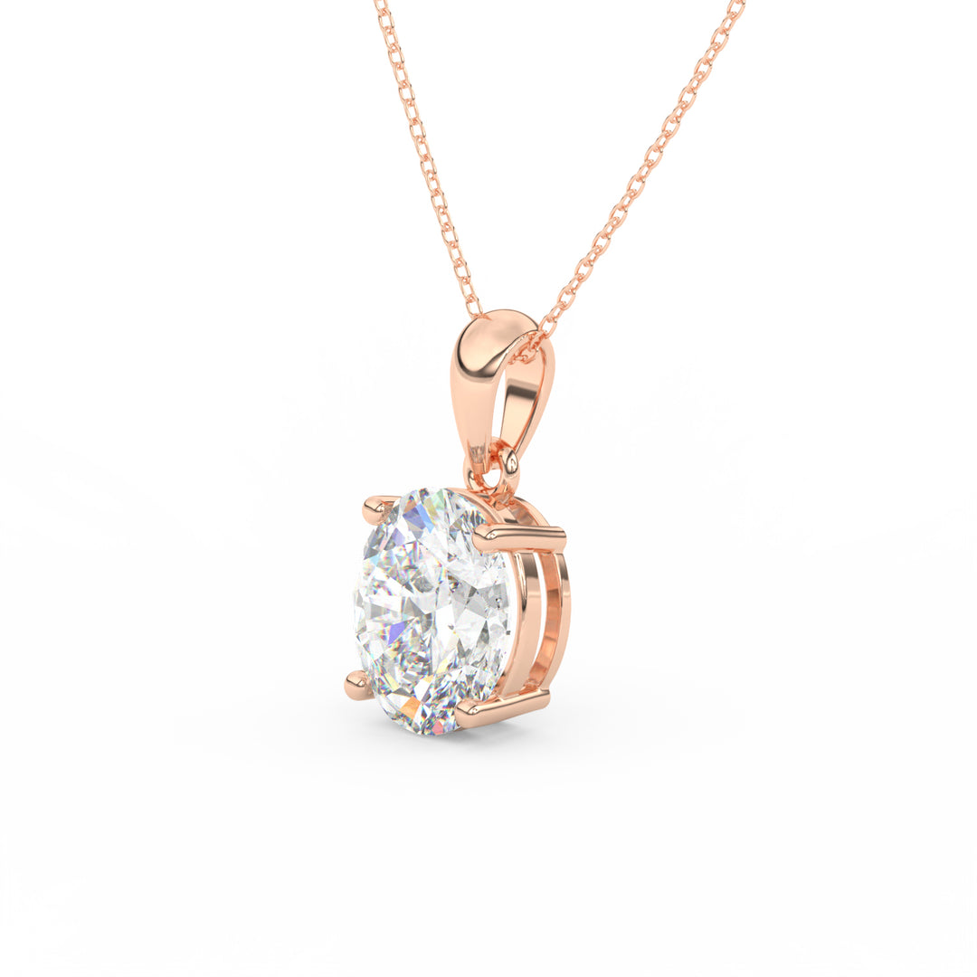 Oval Cut Moissanite Solitaire Pendant in 14K Yellow Gold