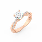 Load image into Gallery viewer, 1.36Ct Infinity Moissanite Engagement Ring – Rose Gold Twist Solitaire
