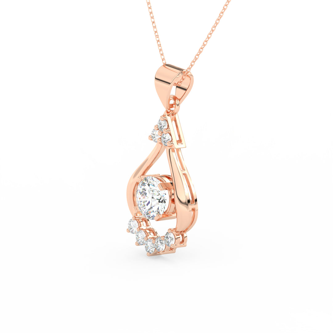 2Ct Round Cut Moissanite Teardrop Pendant in 14K Rose Gold