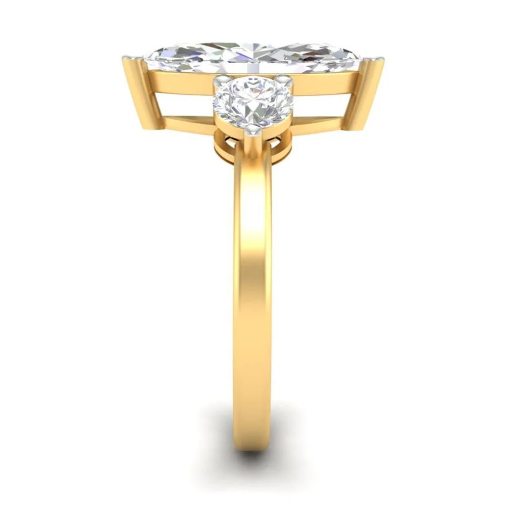 2Ct Marquise Cut Moissanite Women's Engagement Ring 14K Yellow Gold Plated