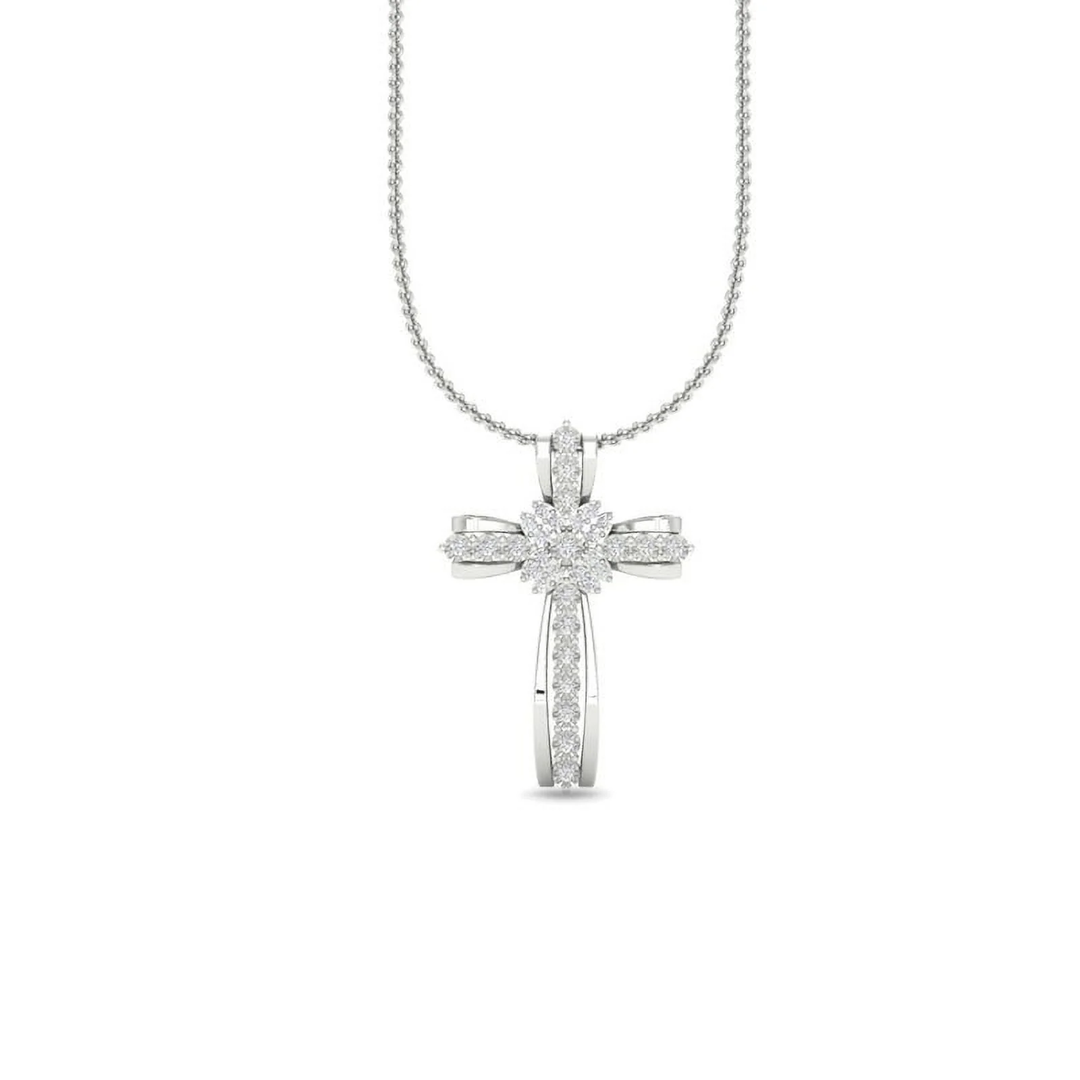 1.50Ct Round Cut Moissanite Women Cross Pendant 14K White Gold Plated