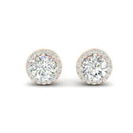 Load image into Gallery viewer, 3Ct Round Cut Moissanite Halo Stud Earrings 14K Gold Plated Push Back
