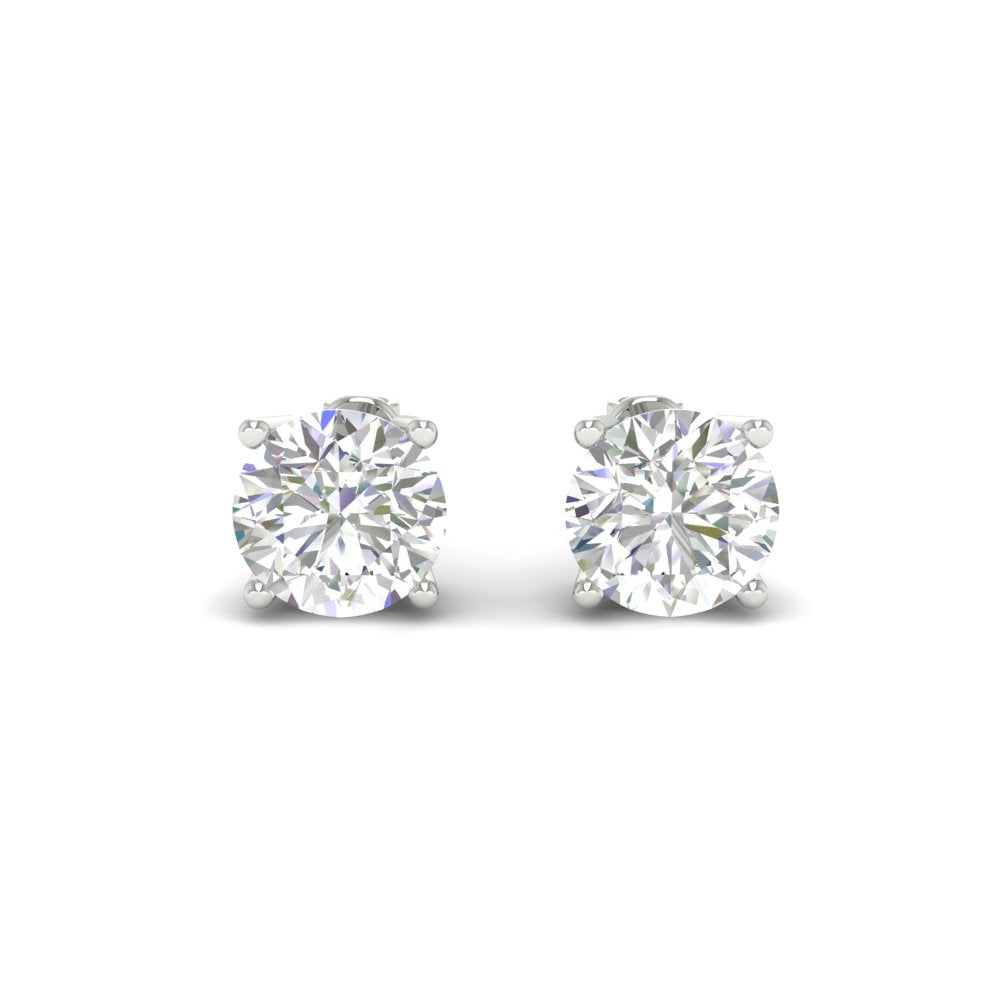 4Ct Round Moissanite Women's Stud Earrings 14K White Gold Plated