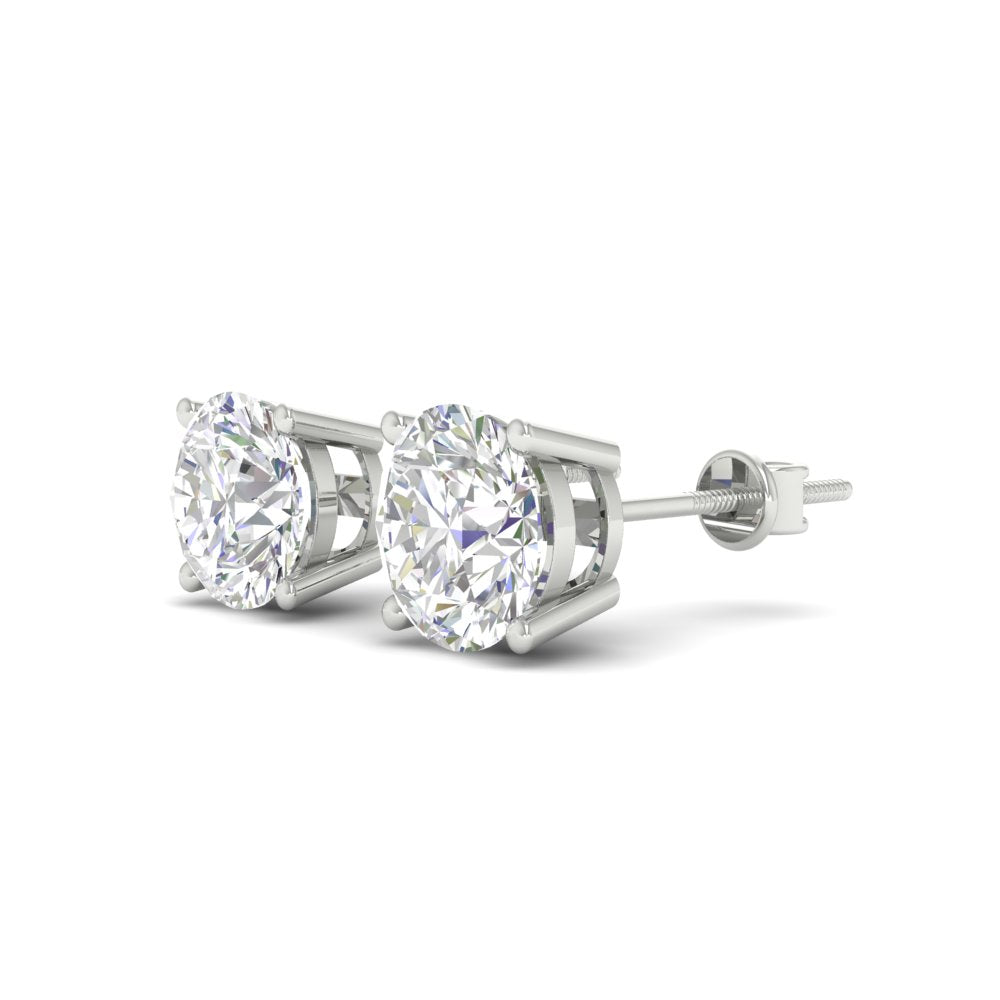 4Ct Round Moissanite Women's Stud Earrings 14K White Gold Plated