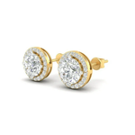 Load image into Gallery viewer, 3Ct Round Cut Moissanite Halo Stud Earrings 14K Gold Plated Push Back
