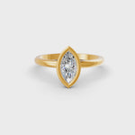 Load and play video in Gallery viewer, Marquise Cut Real Moissanite Bezel Set Solitaire Ring 14K Gold Plated
