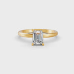 Load and play video in Gallery viewer, Emerald Cut Real Moissanite 4 Prong Solitaire Ring 14K Gold Plated
