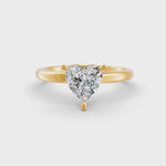 Load and play video in Gallery viewer, Heart Cut Real Moissanite 3 Prong Solitaire Ring 14K Gold Plated
