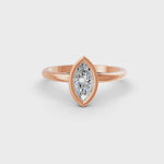 Load and play video in Gallery viewer, Marquise Cut Real Moissanite Bezel Set Solitaire Ring 14K Gold Plated
