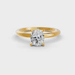 Load and play video in Gallery viewer, 2.50 Ct Oval Cut Moissanite Women Solitaire Ring 14K Yellow Gold Plated
