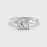 Load and play video in Gallery viewer, Princess Cut Real Moissanite Bezel Set Solitaire Ring 14K Gold Plated
