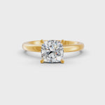 Load and play video in Gallery viewer, Cushion Cut Real Moissanite 4 Prong Solitaire Ring 14K Gold Plated
