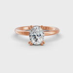 Load and play video in Gallery viewer, Oval Cut Real Moissanite Double 4 Prong Solitaire Ring 14K Gold Plated
