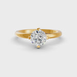 Load and play video in Gallery viewer, Round Cut Real Moissanite 4 Prong Solitaire Ring 14K Gold Plated
