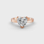 Load and play video in Gallery viewer, Heart Cut Real Moissanite V Prong Solitaire Ring 14K Gold Plated
