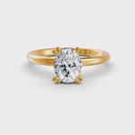 Load and play video in Gallery viewer, Oval Cut Real Moissanite Double 4 Prong Solitaire Ring 14K Gold Plated
