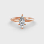 Load and play video in Gallery viewer, Marquise Cut Real Moissanite 6 Prong Solitaire Ring 14K Gold Plated
