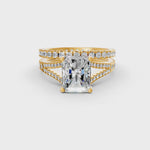 Load and play video in Gallery viewer, 3Ct Radiant Cut Moissanite Bridal Engagement Ring 14K Gold Plated
