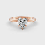 Load and play video in Gallery viewer, Heart Cut Real Moissanite 5 Prong Solitaire Ring 14K Gold Plated
