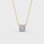Load and play video in Gallery viewer, 0.30 Ct Round Cut Moissanite Women&#39;s Halo Necklace Pendant 14K Gold Plated
