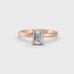 Load and play video in Gallery viewer, Emerald Cut Real Moissanite 4 Prong Solitaire Ring 14K Gold Plated
