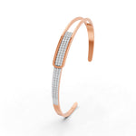 Load image into Gallery viewer, 0.85 Ct Round Cut Natural Moissanite Women Cuff Bangle Bracelets 14K Gold Plated
