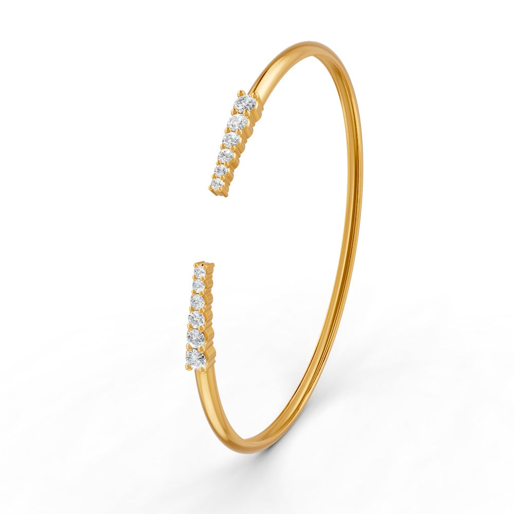 0.15 Ct Round Cut Natural Moissanite Women's Bangle Bracelets 14K Gold Plated