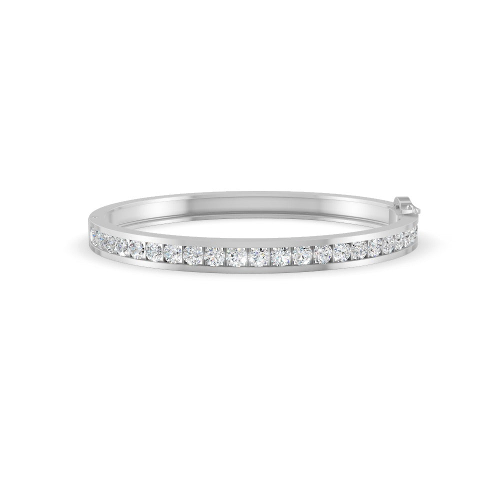 5.50 Ct Round Cut Natural Moissanite Channel Set Bangle Bracelet 14K Gold Plated