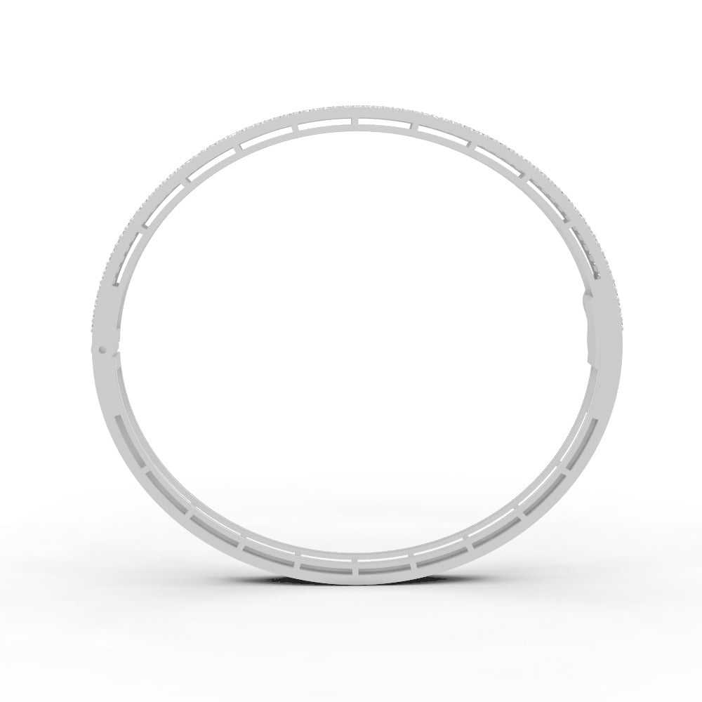 3.79 Ct Baguette & Round Natural Moissanite Women's Bangle Bracelet 14K Gold Plated
