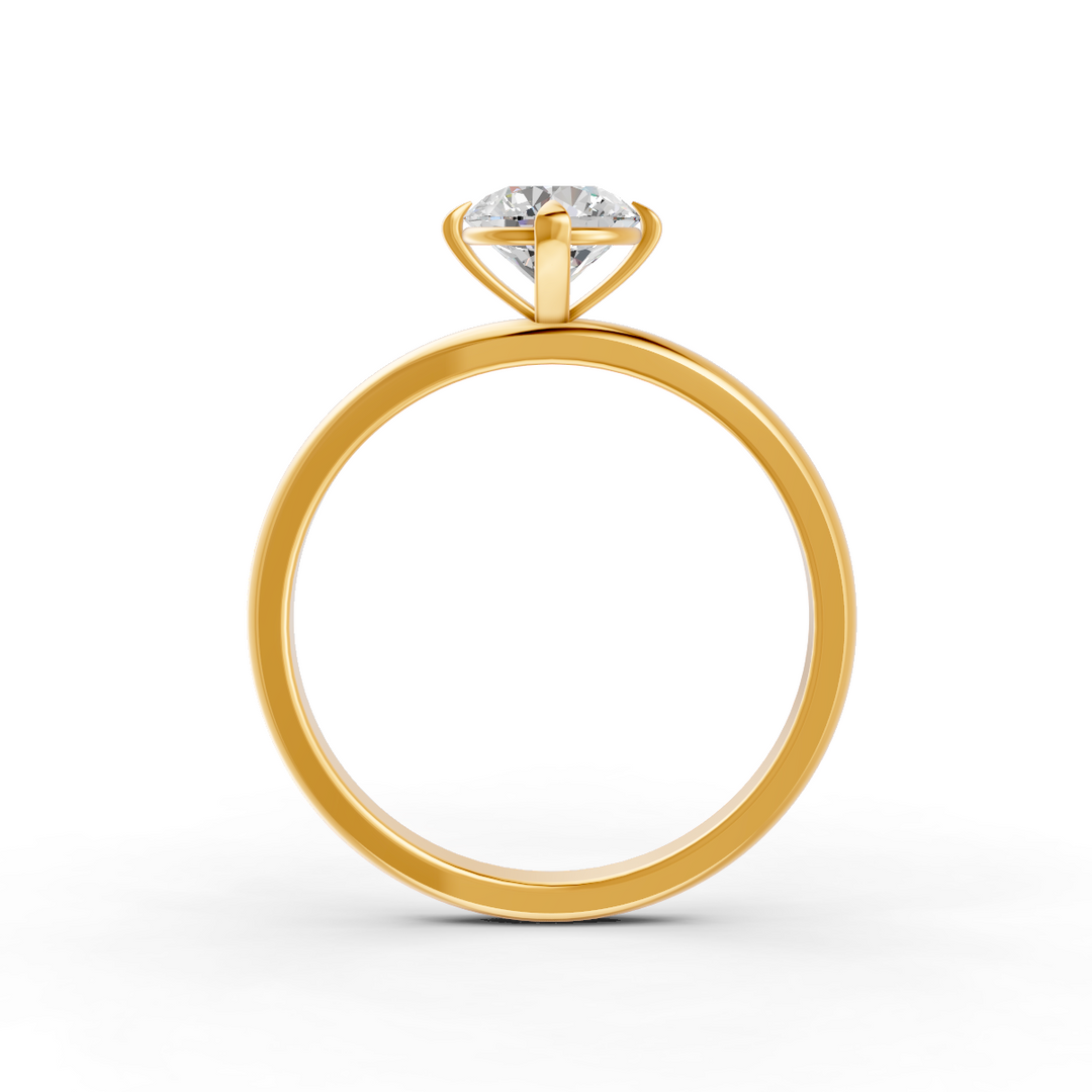 Round Cut Real Moissanite 4 Prong Solitaire Ring 14K Gold Plated