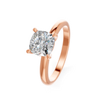 Load image into Gallery viewer, Cushion Cut Real Moissanite 4 Prong Solitaire Ring 14K Gold Plated
