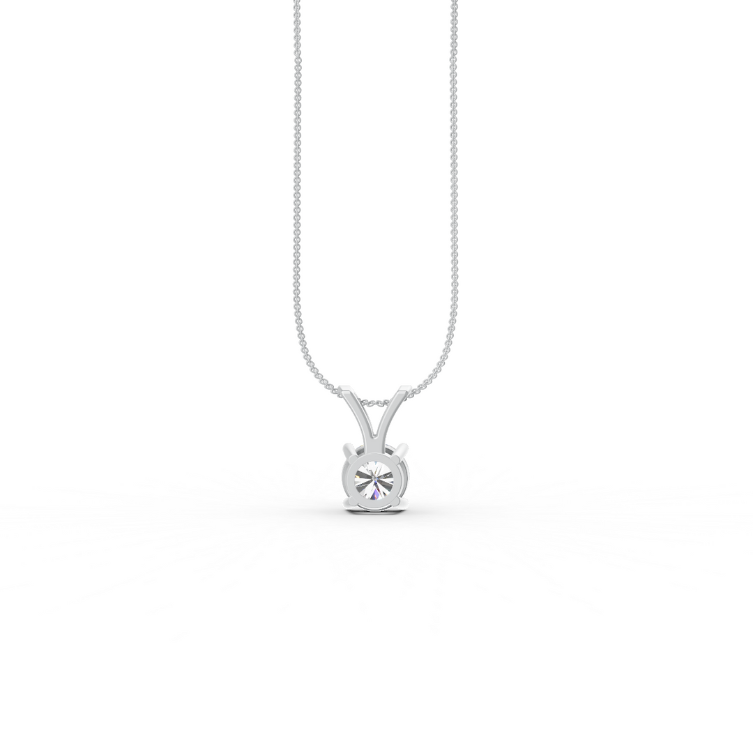 Round Cut Moissanite Solitaire Pendant 14K Gold Plated