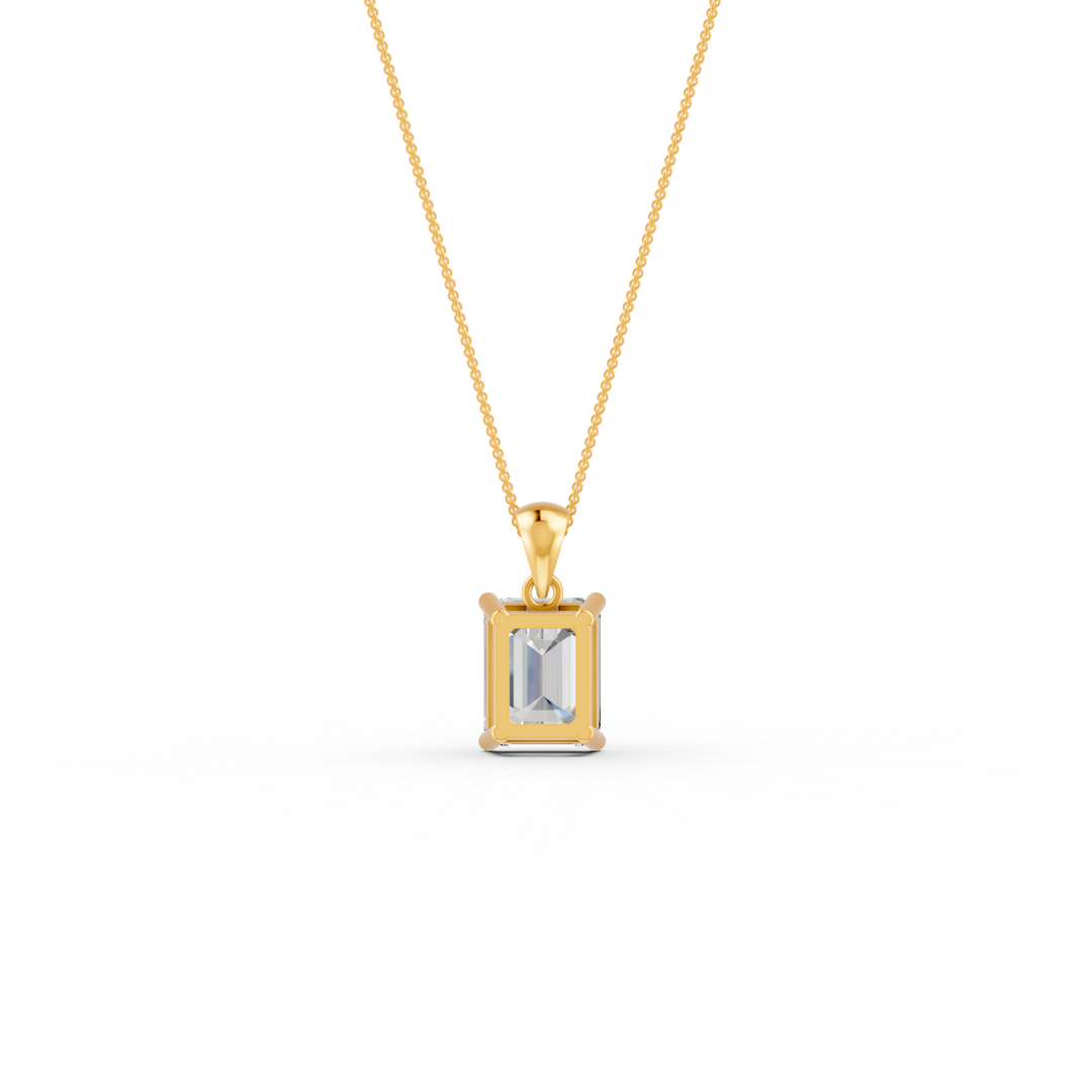 Emerald Cut Moissanite Solitaire Pendant 14K Gold Plated