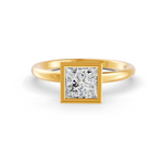 Load image into Gallery viewer, Princess Cut Real Moissanite Bezel Set Solitaire Ring 14K Gold Plated
