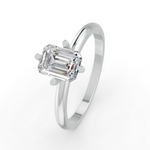 Load image into Gallery viewer, Emerald Cut Real Moissanite 4 Prong Solitaire Ring 14K Gold Plated
