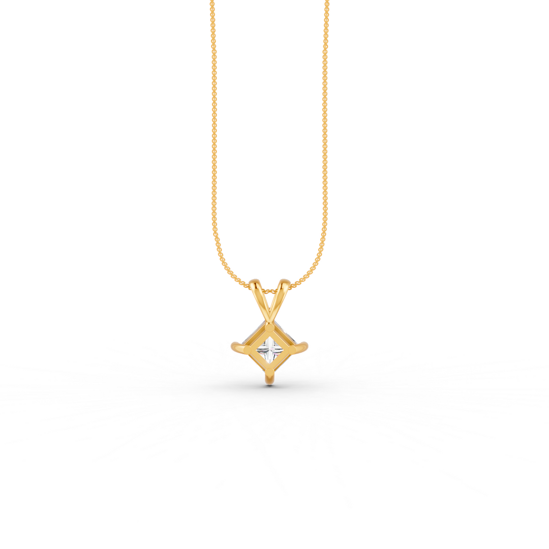 Princess Cut Moissanite Solitaire Pendant 14K Gold Plated