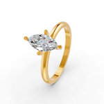 Load image into Gallery viewer, Marquise Cut Real Moissanite 4 Prong Solitaire Ring 14K Gold Plated
