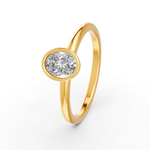 Load image into Gallery viewer, Oval Cut Real Moissanite Bezel Set Solitaire Ring 14K Gold Plated
