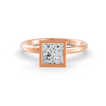 Load image into Gallery viewer, Princess Cut Real Moissanite Bezel Set Solitaire Ring 14K Gold Plated
