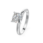 Load image into Gallery viewer, Cushion Cut Real Moissanite 4 Prong Solitaire Ring 14K Gold Plated
