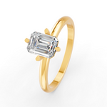 Load image into Gallery viewer, Emerald Cut Real Moissanite 4 Prong Solitaire Ring 14K Gold Plated
