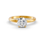 Load image into Gallery viewer, Round Cut Real Moissanite 5 Prong Solitaire Ring 14K Gold Plated
